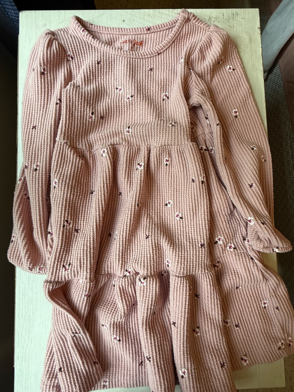 Cat & Jack Pink Knit Floral Tiered Dress
